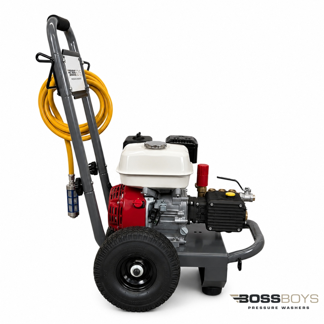 BossBoys PM13150 petrol pressure washer angled view